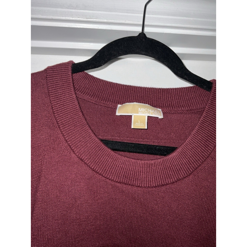 Michael Kors Merlot Lightweight Sweater Gold Buttons Large - Picture 4 of 9